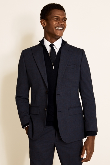 navy and red blazer