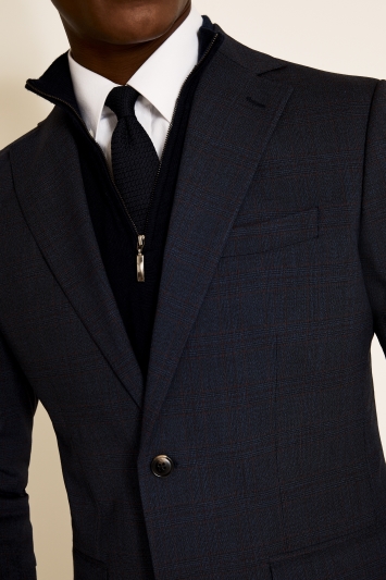 Tailored Fit Navy Red Check Suit