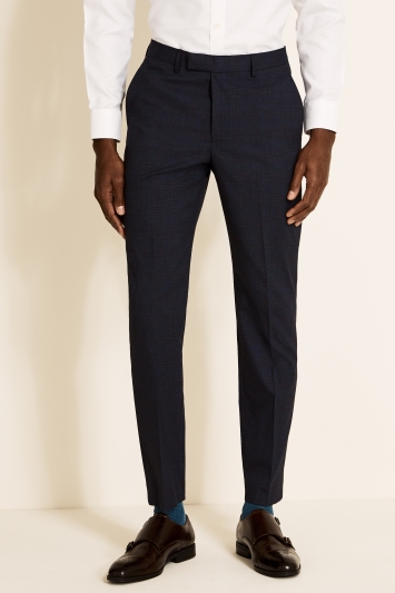 Tailored Fit Navy Red Check Trousers