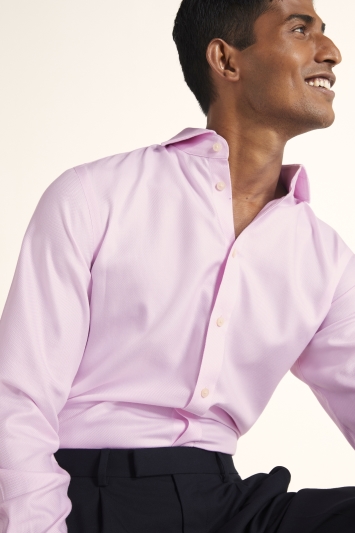 Tailored Fit Pink Arrow Weave Zero Iron Shirt