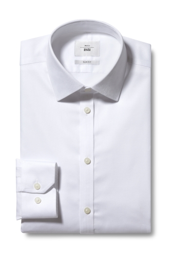 Slim Fit White Chevron Zero Iron Shirt