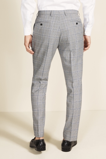 Moss 1851 Tailored Fit eco Black & White with Sky Check Trouser