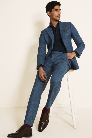 Moss 1851 Tailored Fit Blue Texture Jacket