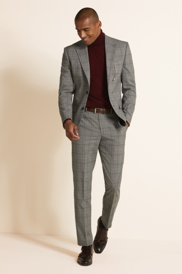 Tailored Fit Grey Navy Check Jacket