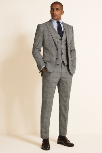 Tailored Fit Grey Navy Check Jacket