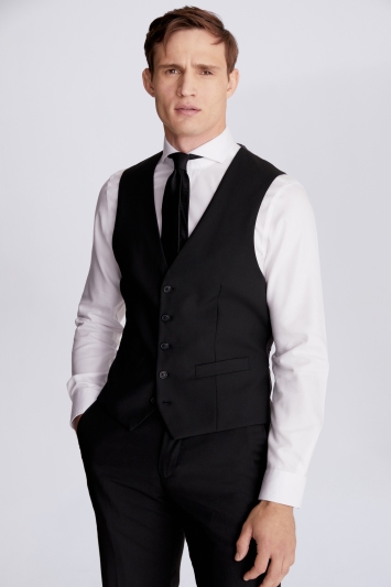 Tailored Fit Black Stretch Waistcoat