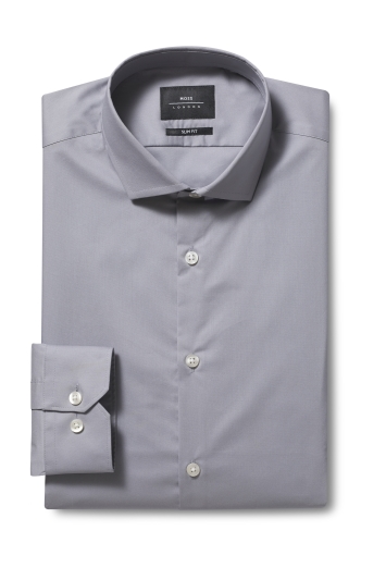 Slim Fit Grey Stretch Shirt