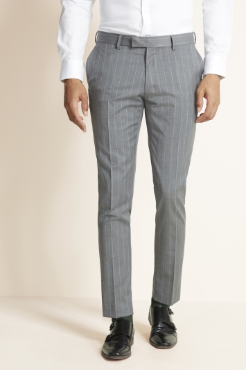 Moss 1851 Slim Fit Grey with White Stripe Supreme Stretch Trousers
