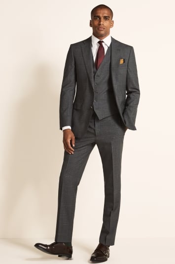 Tailored Fit Grey Red Check Jacket