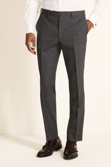 Tailored Fit Grey Red Check Trousers