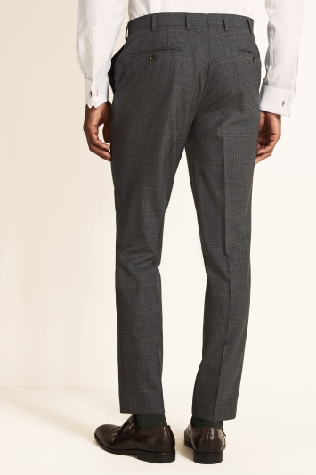 Tailored Fit Grey Red Check Trousers