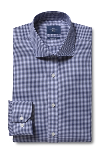 Tailored Fit Navy Gingham Shirt