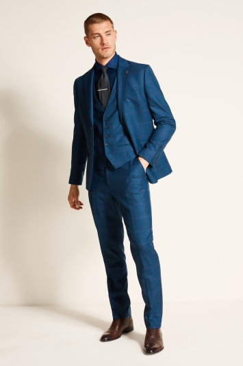 ted baker tailored fit blue check suit