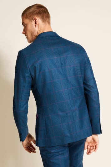 ted baker slim fit blue with purple check suit