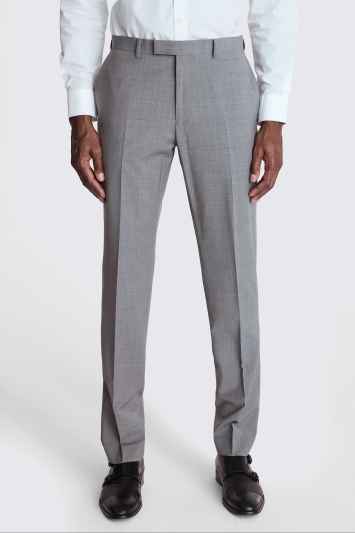 Tailored Fit Light Grey Marl Performance Trousers