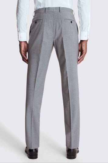 Tailored Fit Light Grey Marl Performance Trousers
