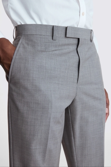 Tailored Fit Light Grey Marl Trousers