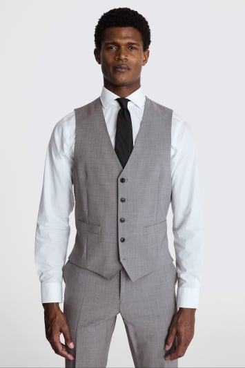Tailored Fit Light Grey Performance Waistcoat