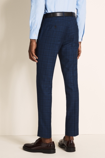 Slim Fit Bright Blue Check Trouser