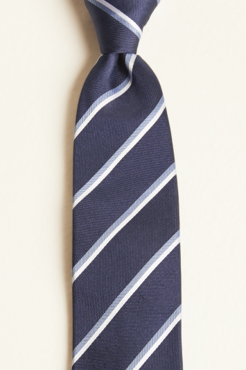 Tommy Hilfiger Navy, Royal Blue & White Stripe Knitted Silk Tie