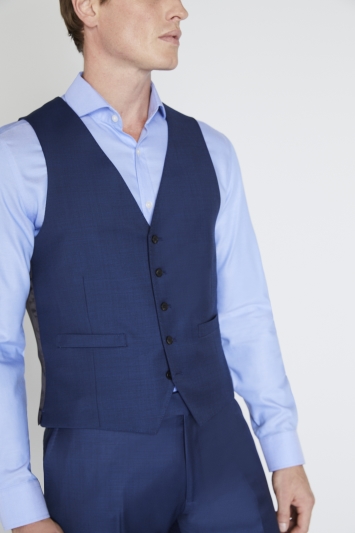 Reda Slim Fit Blue Sharkskin Vest