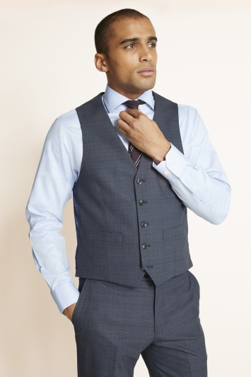 Slate Blue with Gold Check Waistcoat