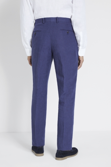 Tailored Fit Indigo Linen Trousers