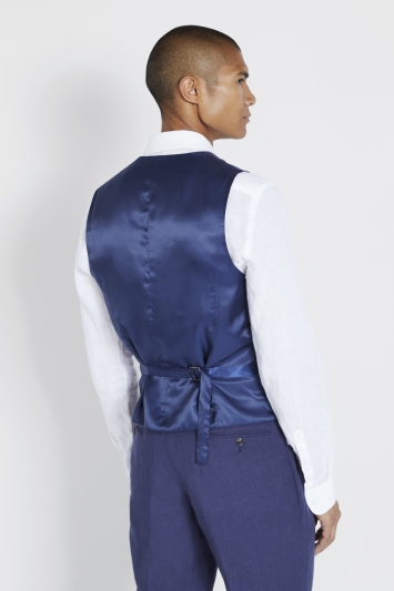Tailored Fit Indigo Linen Waistcoat