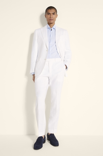 Tailored Fit White Linen Jacket