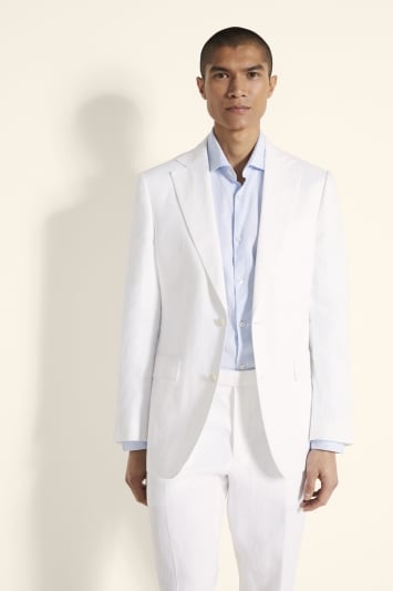 Tailored Fit White Linen Jacket