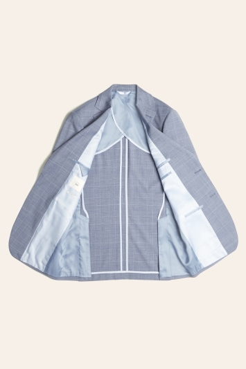 Moss 1851 Tailored Fit Light Blue Check Jacket