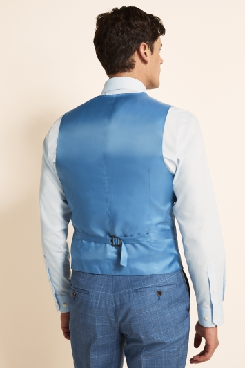 Tailored Fit Light Blue Check Waistcoat