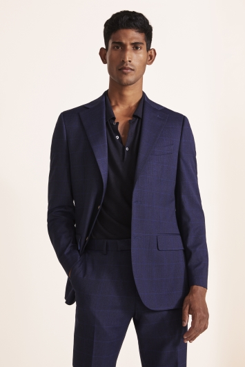Tailored Fit Relaxed Blue Check Jacket