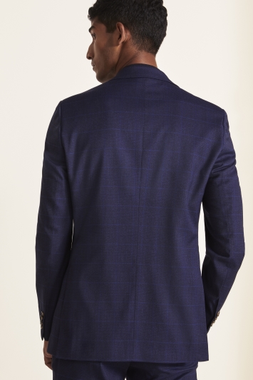 Tailored Fit Relaxed Blue Check Jacket