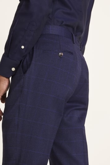 Tailored Fit Light Blue Check Trouser