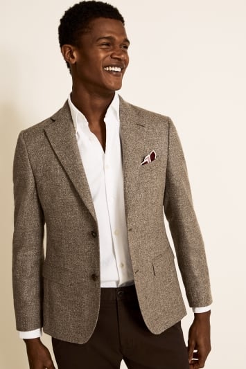 Tailored Fit Brown Textured Jacket