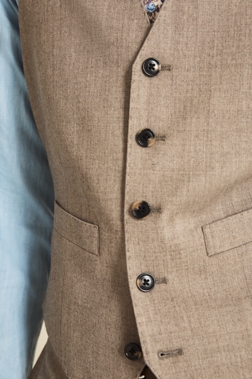 Tailored Fit Stone Twill Waistcoat