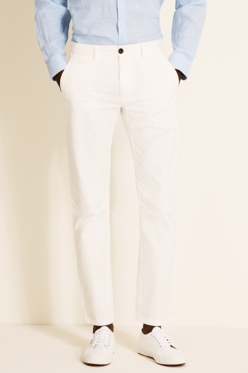 Moss 1851 Tailored Fit White Stretch Chino 