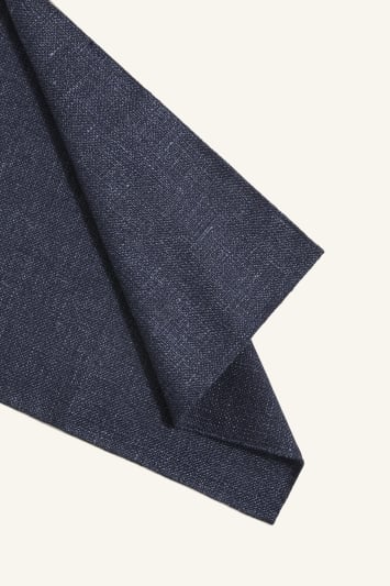 Vitale Barberis Canonico Navy Italian Wool Linen Textured Pocket Square