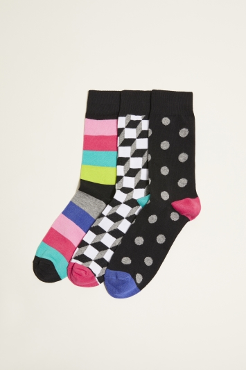 DKNY Canton Multicolour Stripe, Geo & Spot 3-Pack Socks