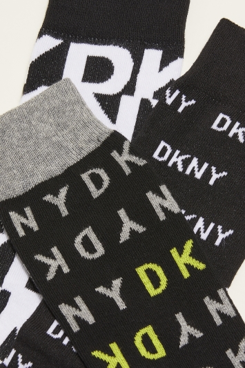 DKNY Brighton Black, French Navy, Lime & Grey Marl 3-Pack Socks