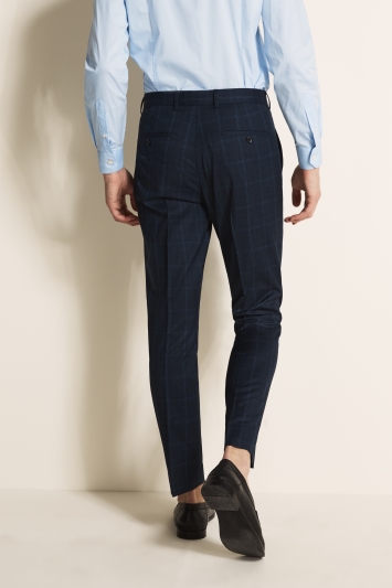 Slim Fit Blue Overcheck Trouser