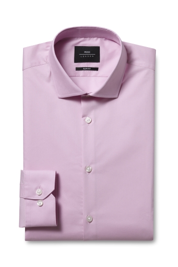 Moss London Slim Fit Pink Single Cuff Stretch Shirt