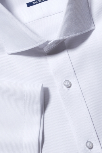 Tailored Fit White Twill Short Sleeve Non Iron Shirt