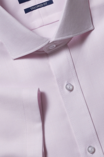 Tailored Fit Pink Twill Short Sleeve Non Iron Shirt