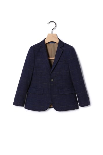 Boys Navy Black Check Suit