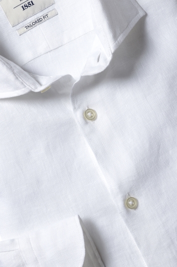 Tailored Fit White Linen Shirt