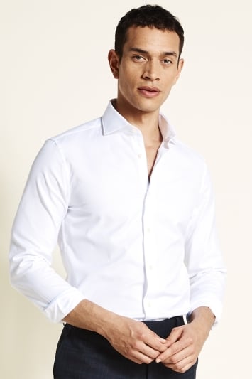 Slim Fit White Textured Shirt