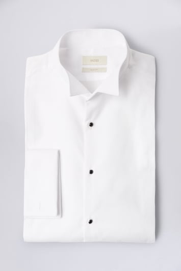 Moss 1851 Slim Fit White Marcella Wing Collar Dress Shirt