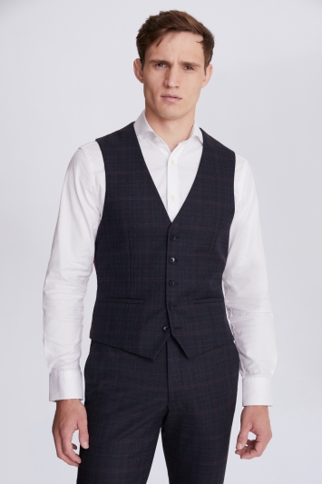 MODOQO Mens Suit Vest Double-Breasted Slim Fit Skinny Wedding Waistcoat Jacket